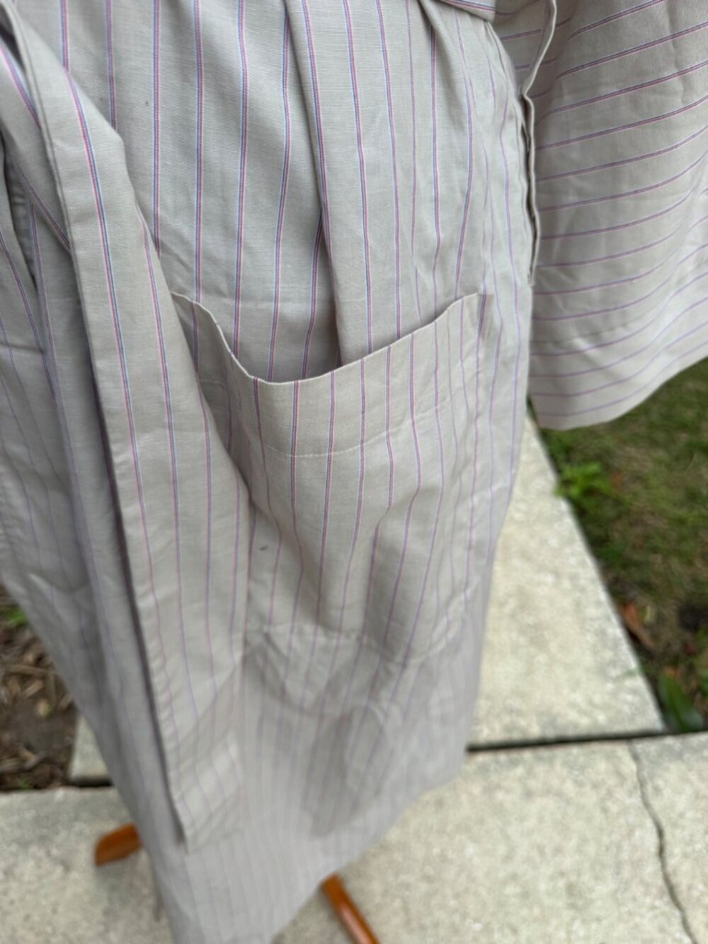 State O Maine Robe Mens One Size Cotton Blend Pinstripe Bathrobe NOS Vintage - Picture 3 of 8